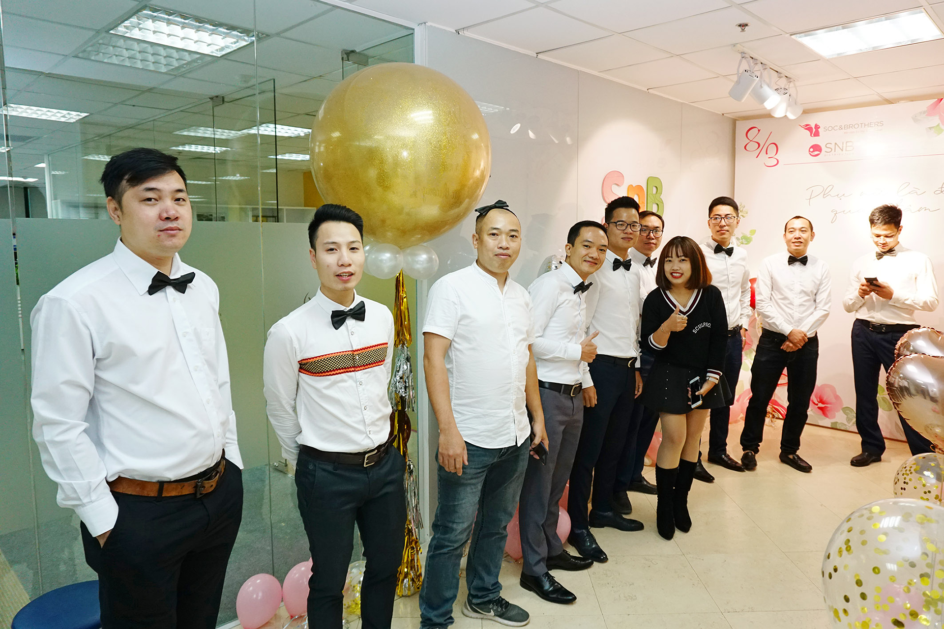 The male employees were exceptionally handsome that day 