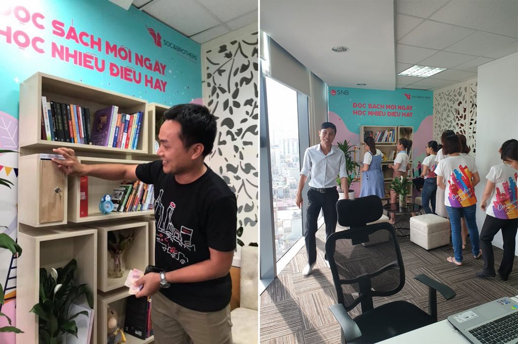 Tủ sách kết hợp với quỹ từ thiện tại văn phòng SnB Hồ Chí Minh
