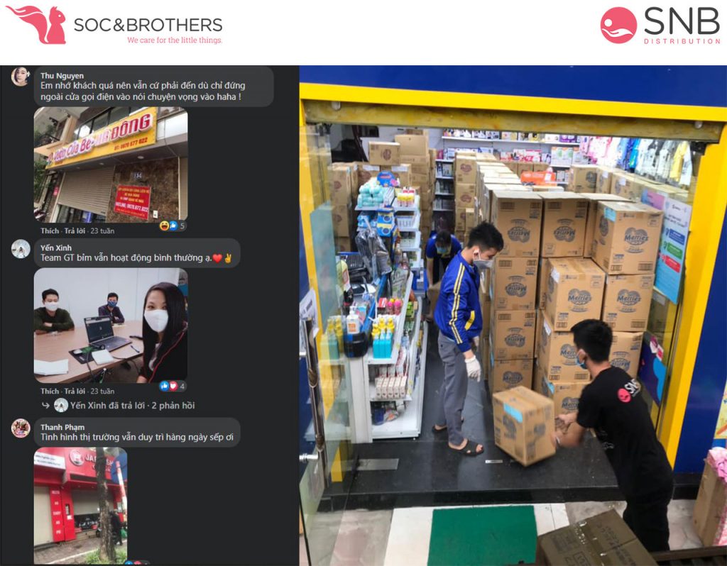 Tuân thủ đầy đủ các biện pháp phòng dịch cần thiết, đến từng cửa hàng để đảm bảo lượng hàng thiết yếu của công ty duy trì đầy đủ cho người dân